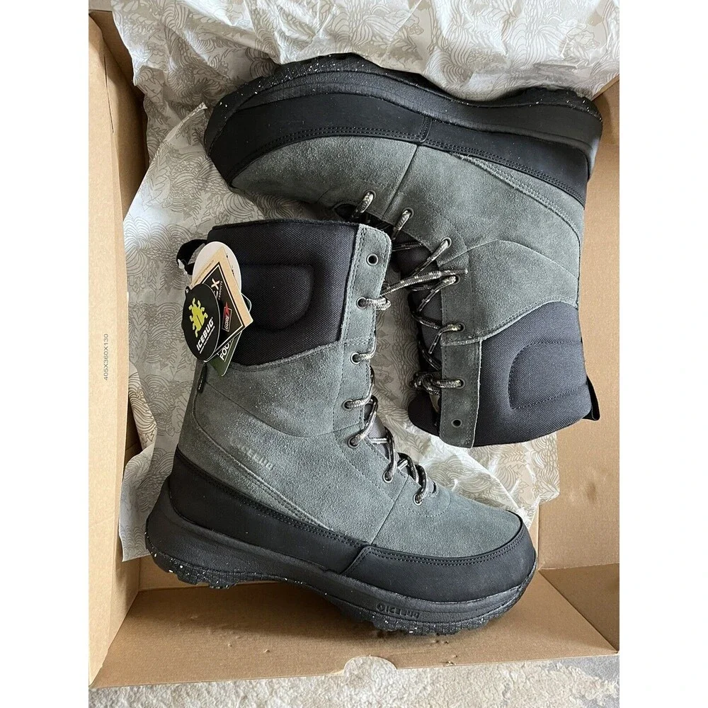 New ICEBUG Torne 2 Men SNOW BOOT Sz 10.5 BUGrip GTX PineGrey Leather Lightweight